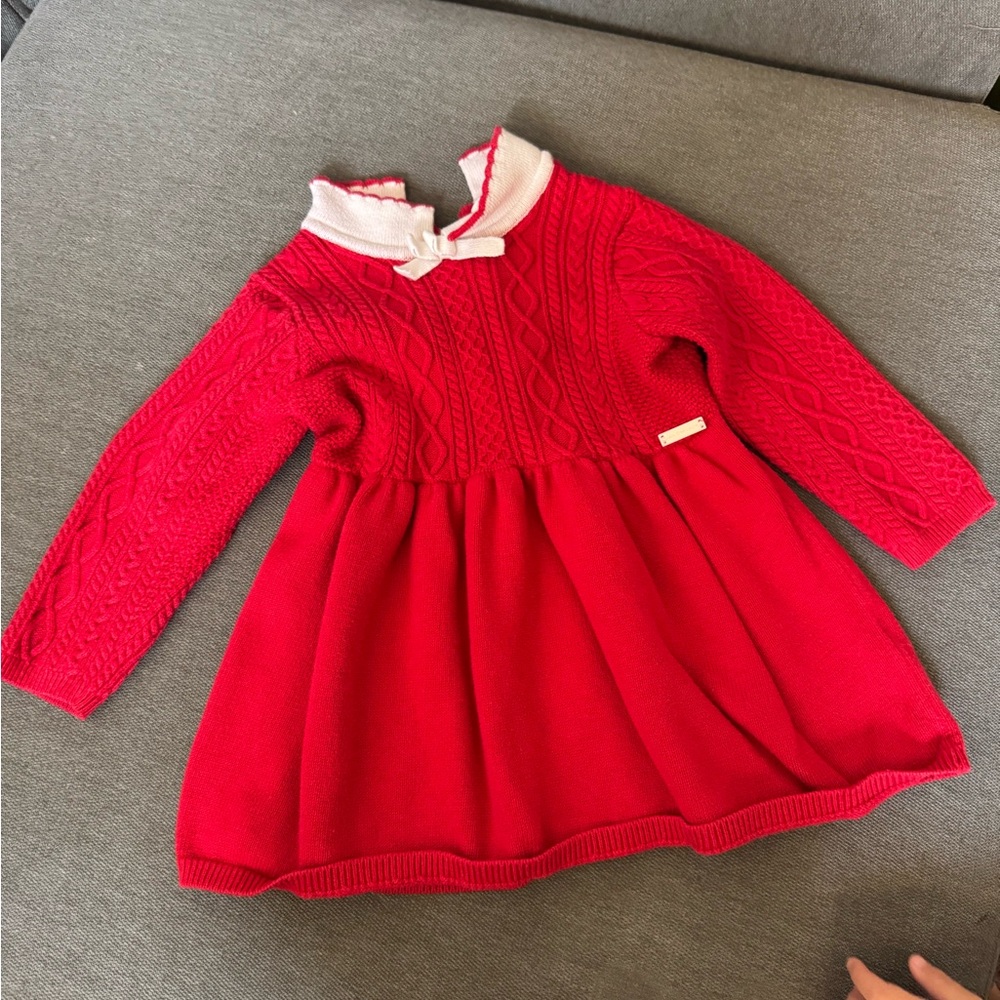 Janie and Jack Red Knit Sweater Dress 6-12 months